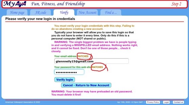 Verify Credentials Screen